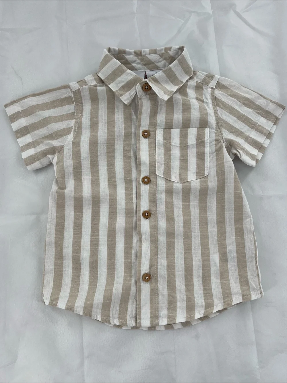 Tommy Bahama Beige and White Striped Button-Down Shirt